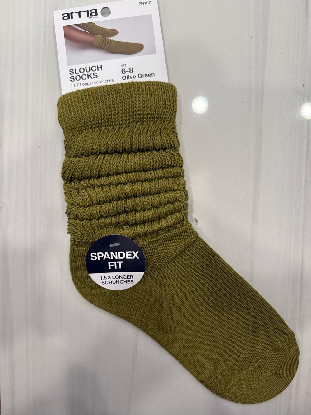 Olive Green Slouch Socks with Spandex Fit